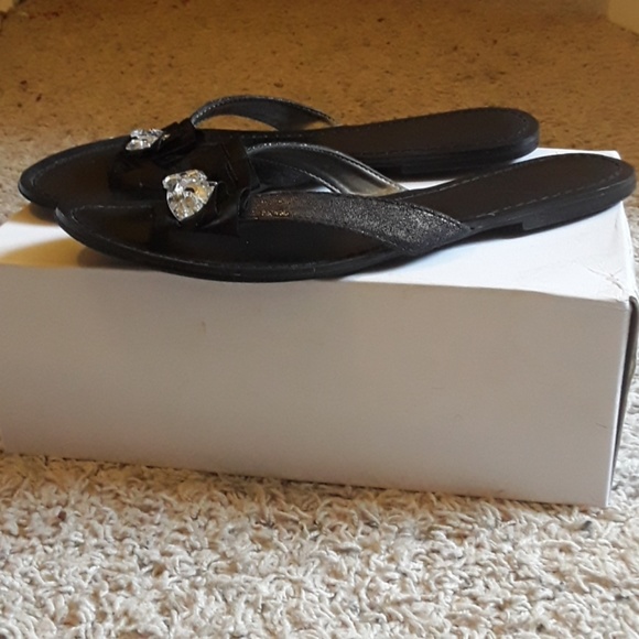⚡Guess black flat flip flops- ribbon& bling - Picture 5 of 8